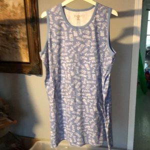 Blue with White words nightgown Dreams Co. (Woman Within) 22W 24W 1X 100% cotton
